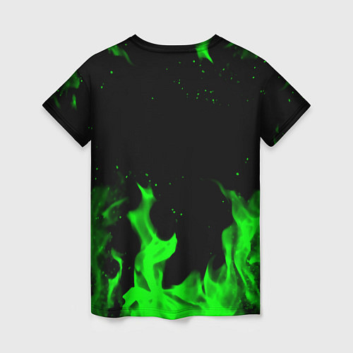 Женская футболка Samurai green fire toxic / 3D-принт – фото 2