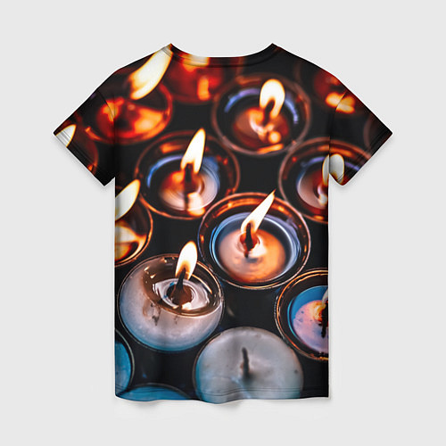 Женская футболка Новогодние горящие свечи / 3D-принт – фото 2