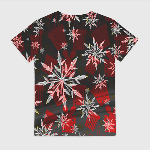 Женская футболка Рождественские снежинки / 3D-принт – фото 2