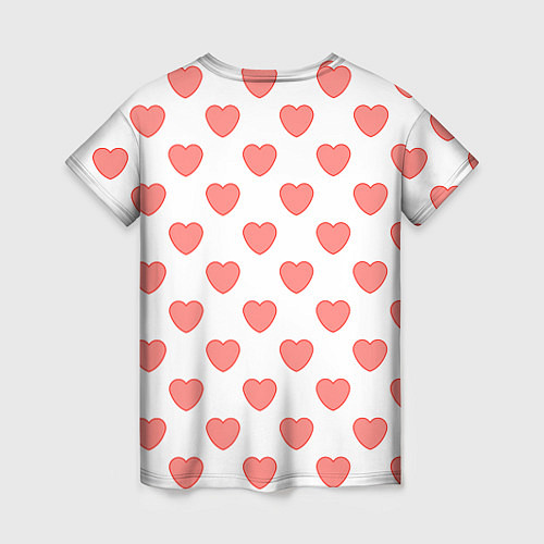 Женская футболка Розовые сердца фон / 3D-принт – фото 2