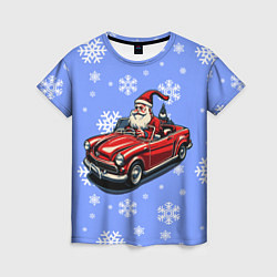 Футболка женская Дед Мороз едет на машине, цвет: 3D-принт