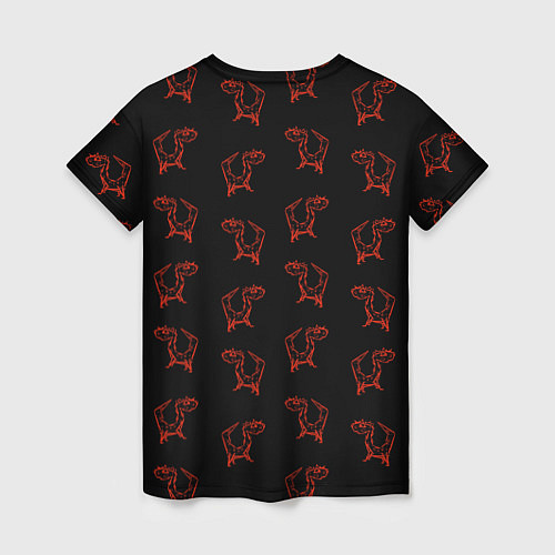 Женская футболка Паттерн красных драконов / 3D-принт – фото 2