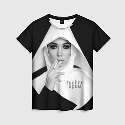 Женская футболка Techno храм роковая монашка