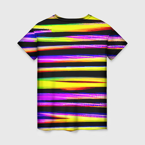Женская футболка Цветные неоновые полосы / 3D-принт – фото 2