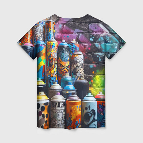 Женская футболка Баллончики с краской - граффити / 3D-принт – фото 2
