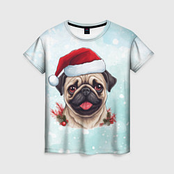 Женская футболка Мопс в колпаке