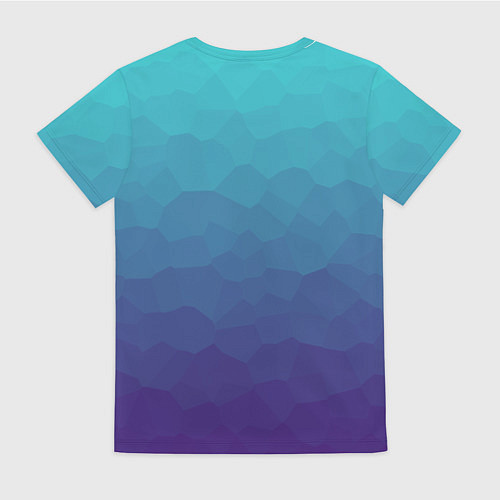 Женская футболка Графический эффект на бирюзово-синего градиенте / 3D-принт – фото 2