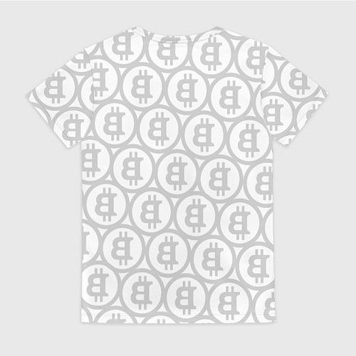 Женская футболка Биткоин патерн на белом фоне / 3D-принт – фото 2