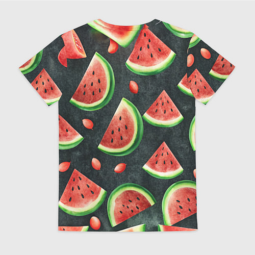 Женская футболка Паттерн красные дольки арбуза / 3D-принт – фото 2