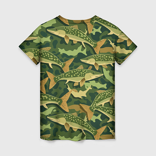 Женская футболка Камуфляж рыболова - рыба щука / 3D-принт – фото 2