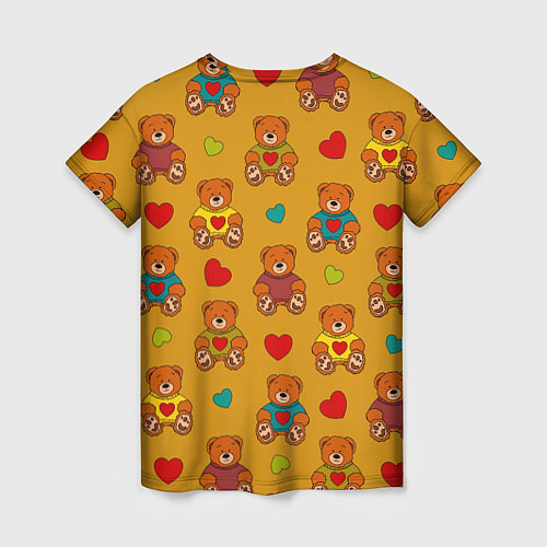 Женская футболка Игрушечные мишки и разноцветные сердца / 3D-принт – фото 2