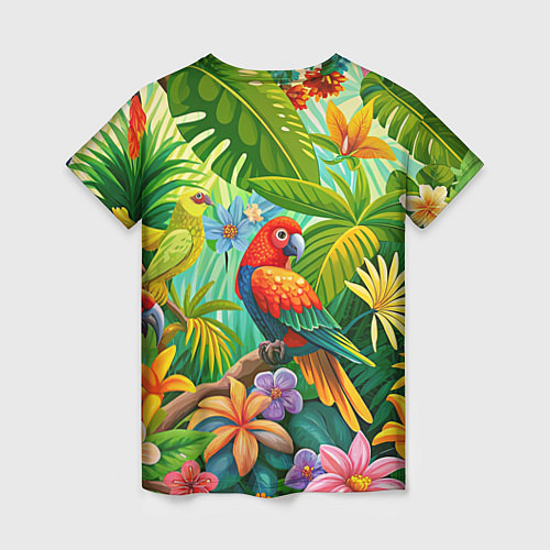 Женская футболка Попугаи - экзотические птицы / 3D-принт – фото 2