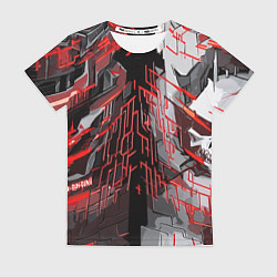 Женская футболка Металл и красные линии