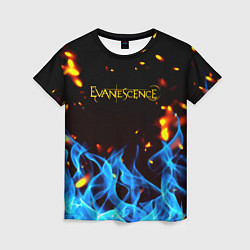 Футболка женская Evanescence огонь рок группа, цвет: 3D-принт
