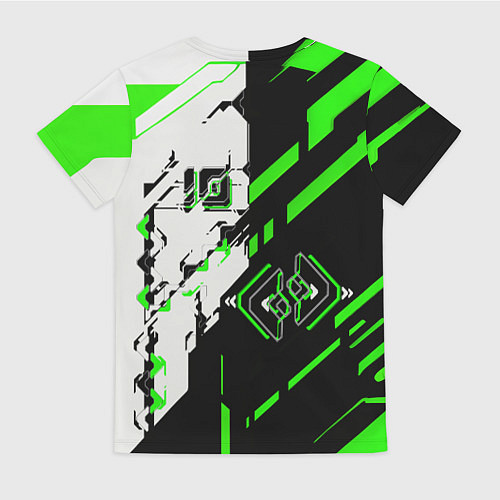 Женская футболка Зелёные и чёрные техно линии / 3D-принт – фото 2