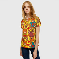 Футболка женская Игрушечные мишки и сердечки, цвет: 3D-принт — фото 2