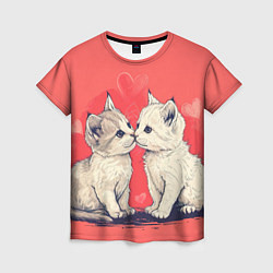Женская футболка Влюбленные котята день святого Валентина