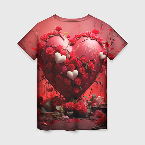 Женская футболка Сердце и розы 14 февраля / 3D-принт – фото 2