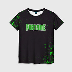 Футболка женская Fortnite зеленый краски лого, цвет: 3D-принт