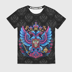 Футболка женская Неоновый герб России, цвет: 3D-принт