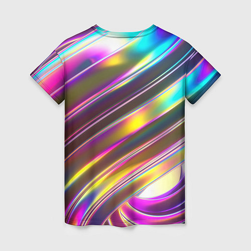 Женская футболка Неоновый скрученный металл разноцветный / 3D-принт – фото 2