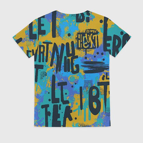 Женская футболка Крупные буквы на цветном фоне / 3D-принт – фото 2
