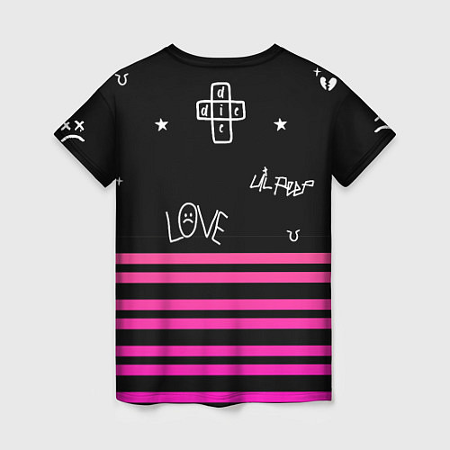 Женская футболка Lil Peep розовые полосы / 3D-принт – фото 2