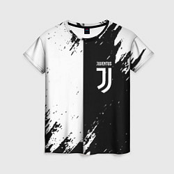 Женская футболка Juventus краски чёрнобелые