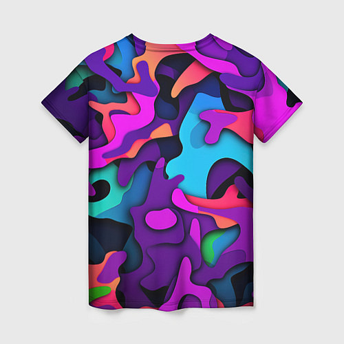 Женская футболка Яркий неоновый камуфляж / 3D-принт – фото 2
