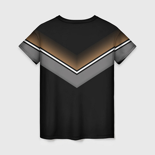 Женская футболка Абстракция графика серая и коричневая полоски на ч / 3D-принт – фото 2