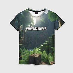 Футболка женская Minecraft logo world, цвет: 3D-принт