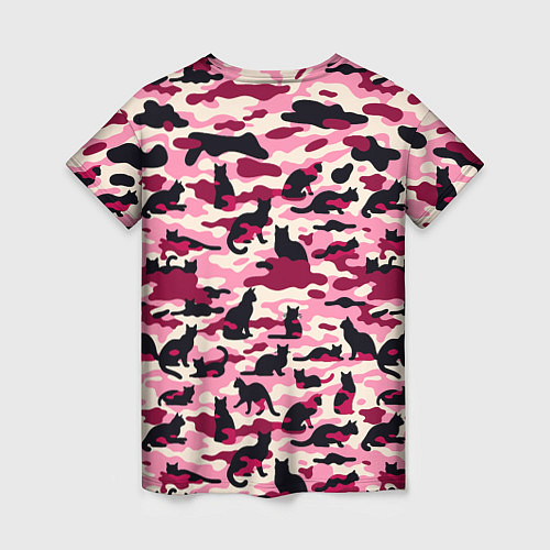 Женская футболка Камуфляжные розовые котики / 3D-принт – фото 2