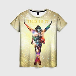 Футболка женская Michael Jackson THIS IS IT - с салютами на золотом, цвет: 3D-принт