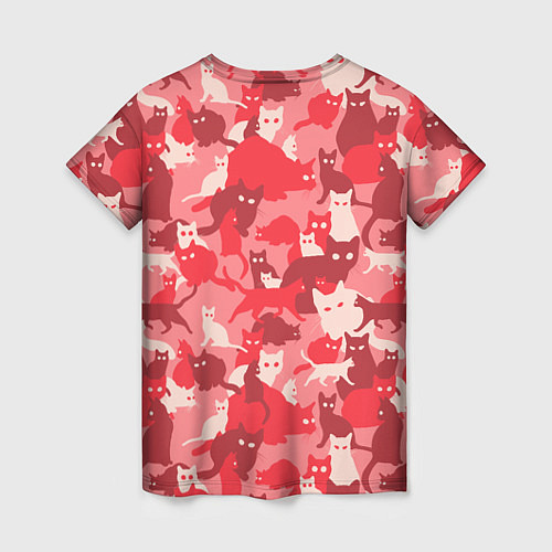 Женская футболка Розовый кошачий комуфляж / 3D-принт – фото 2