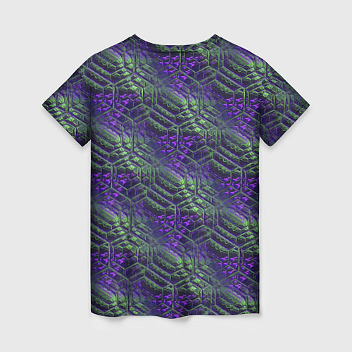 Женская футболка Фиолетово-зеленые ромбики / 3D-принт – фото 2