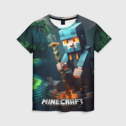 Женская футболка Minecraft персонаж у костра