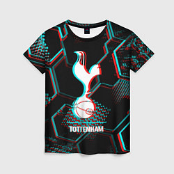 Футболка женская Tottenham FC в стиле glitch на темном фоне, цвет: 3D-принт