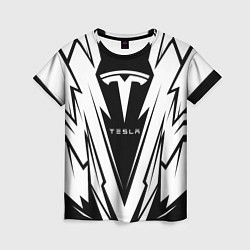 Женская футболка Tesla - black and white