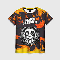 Футболка женская Black Sabbath рок панда и огонь, цвет: 3D-принт