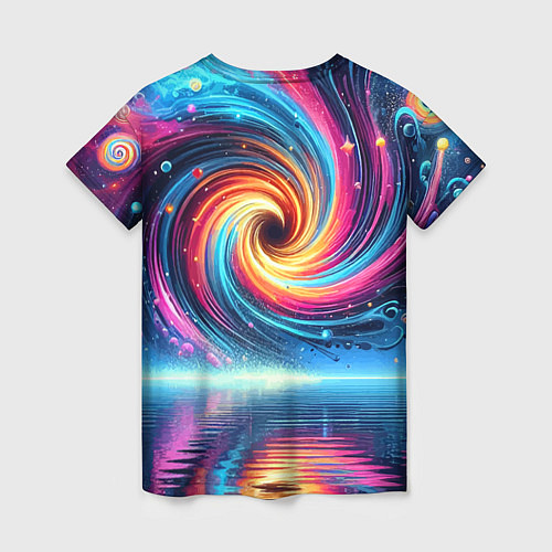 Женская футболка Неоновая космическая абстракция - нейросеть / 3D-принт – фото 2