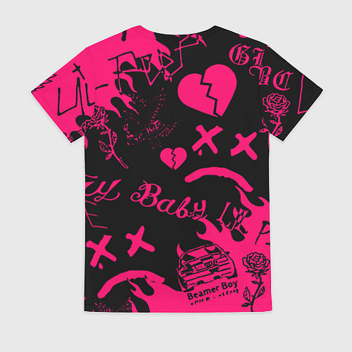 Женская футболка Lil peep pink steel rap / 3D-принт – фото 2