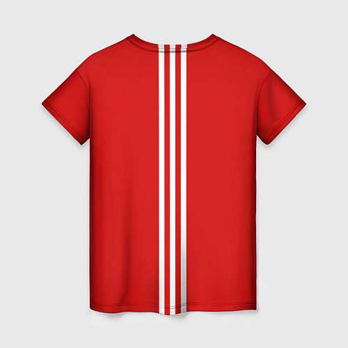 Женская футболка СССР гост три полоски на красном фоне / 3D-принт – фото 2