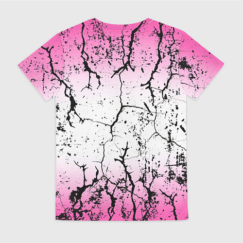 Женская футболка Текстура чёрных трещин на розовом переливе / 3D-принт – фото 2