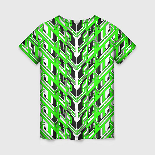 Женская футболка Зелёная техно броня / 3D-принт – фото 2