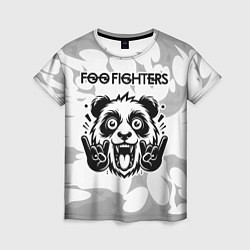 Футболка женская Foo Fighters рок панда на светлом фоне, цвет: 3D-принт