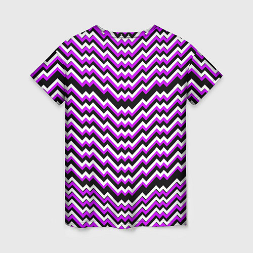 Женская футболка Фиолетовые и белые ломаные линии / 3D-принт – фото 2