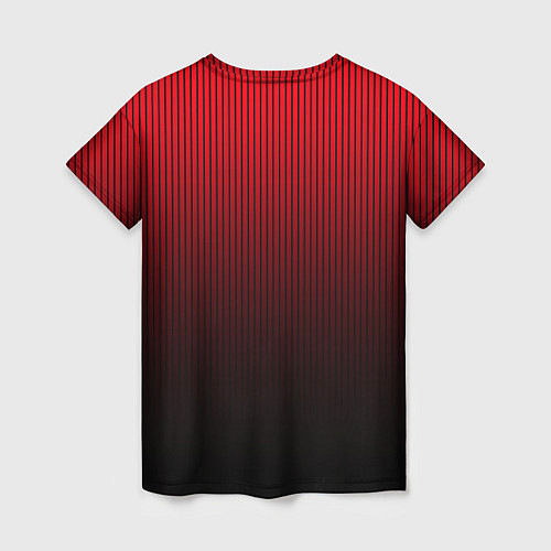 Женская футболка Красно-чёрный градиент в полоску / 3D-принт – фото 2