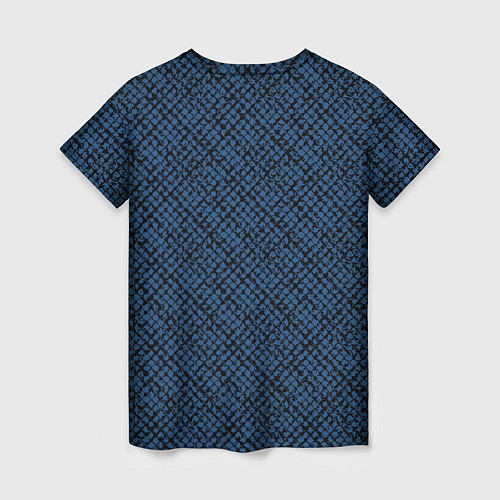 Женская футболка Паттерн чёрно-синий мелкая клетка / 3D-принт – фото 2