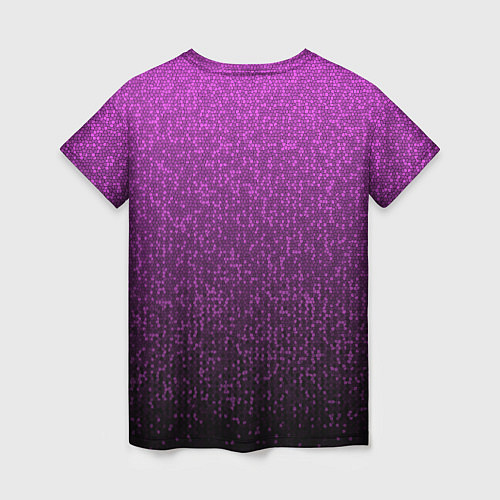 Женская футболка Чёрно-сиреневый градиент мелкая мозаика / 3D-принт – фото 2