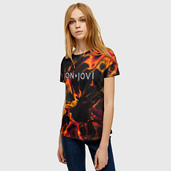 Футболка женская Bon Jovi red lava, цвет: 3D-принт — фото 2